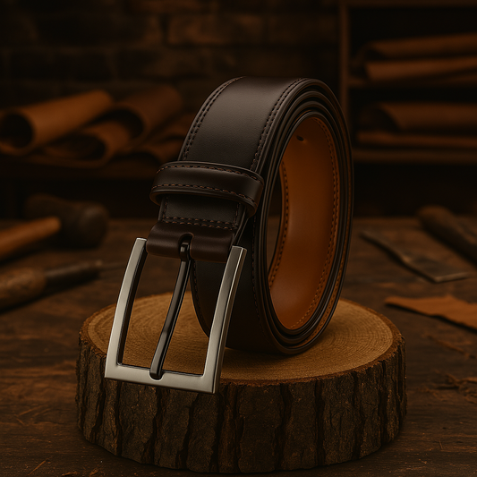 Elliot Leather Belt Classic White Dark Brown