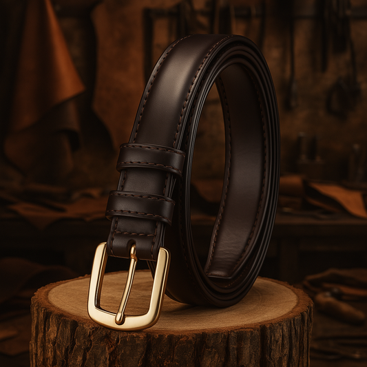 Elliot Ladies Leather Belt Elegant & Narrow | Dark Brown